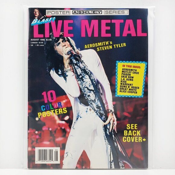 Blast! Live Metal Magazine Ashley Posters Aerosmith KISS Poison Motley Crue 1990 - Picture 1 of 11